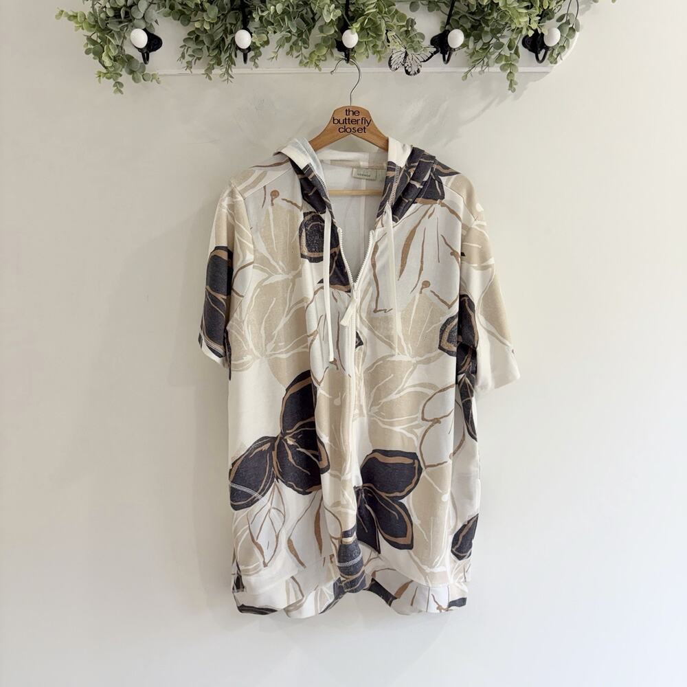 Logo by lori goldstein floral hooded tunic sweatshirt 2XL J 5118